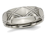Men's Titanium Criss Cross 6mm Brushed and Polished Wedding Band Ring